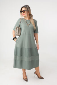 Zwiewna sukienka trapezowa PLUS SIZE zielona 44-50