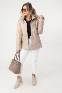 Kurtka damska plus size pikowana na sezon przejściowy