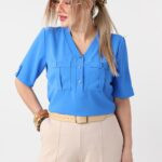 bluzka plus size z dekoltem dla puszystych kobiet