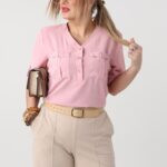 bluzka plus size z dekoltem dla puszystych kobiet