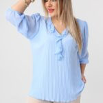 Elegancka bluzka wizytowa damska plus size żabot