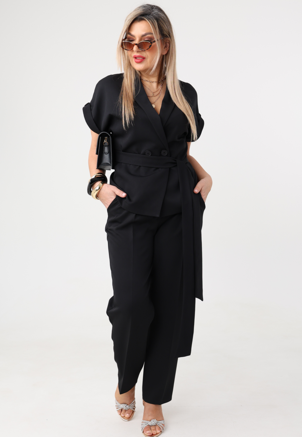 Komplet damski elegancki plus size czarny 42-52