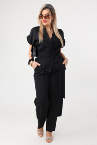 Komplet damski elegancki plus size czarny 42-52