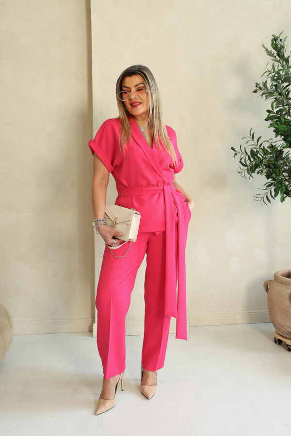 Komplet damski elegancki plus size amarantowy 42-52