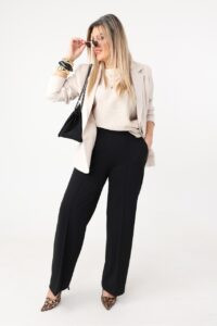 Spodnie damskie duże rozmiary eleganckie wysoki stan