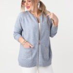 Sweter dla puszystych dzianinowy elegancki