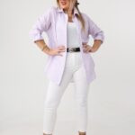 Koszula bawełniana damska biało-żółta