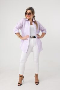 Koszula bawełniana damska biało-żółta