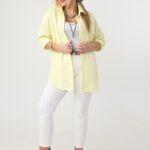 Koszula bawełniana damska biało-żółta