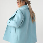 miętowy płaszcz przejściowy plus size na guziki 42-46 (2)