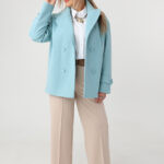 miętowy płaszcz przejściowy plus size na guziki 42-46 (5)