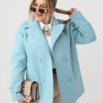 miętowy płaszcz przejściowy plus size na guziki 42-46 (6)