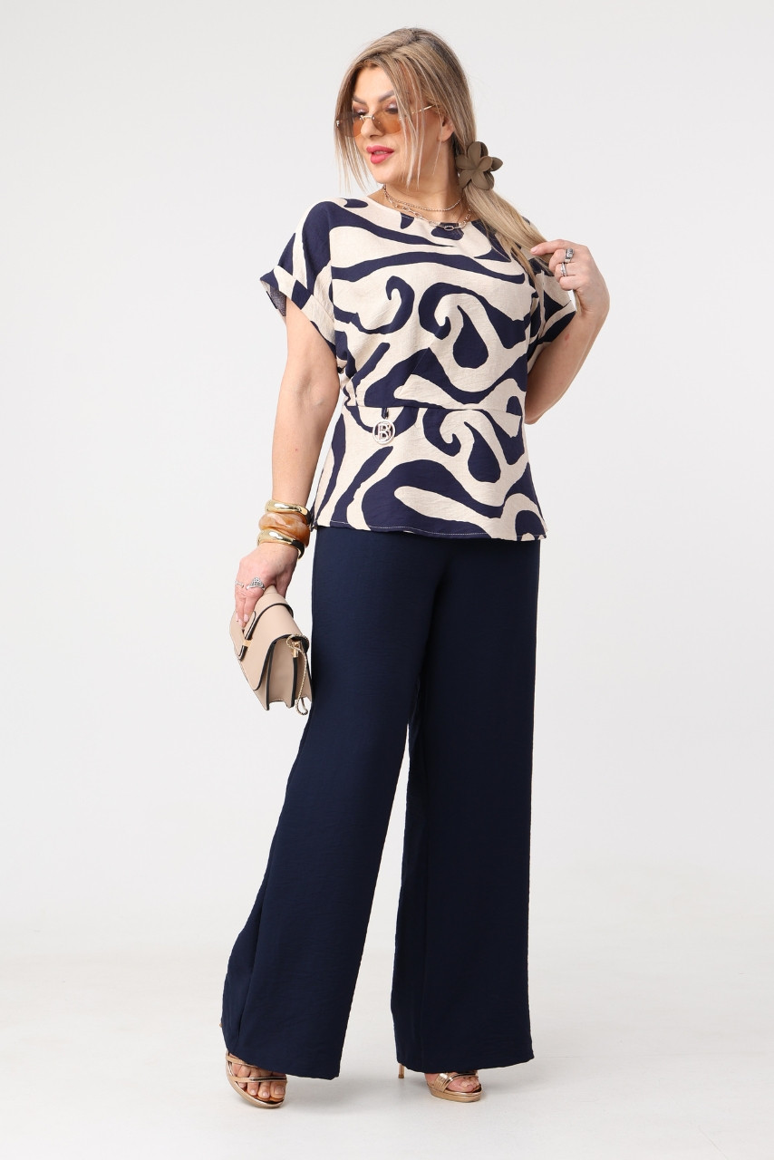 Komplet damski ze spodniami dla puszystych