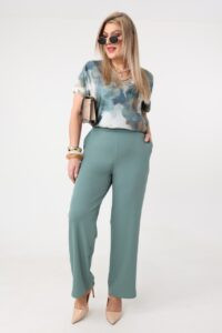 Spodnie damskie duże rozmiary eleganckie wysoki stan