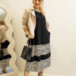 Elegancka sukienka w literę A duży rozmiar XXL midi