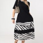 Elegancka sukienka w literę A duży rozmiar XXL midi