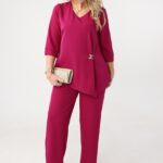 Komplet damski ze spodniami dla puszystych