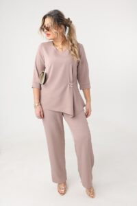 Komplet damski ze spodniami dla puszystych