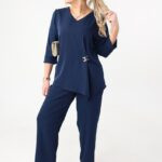 Komplet damski ze spodniami dla puszystych