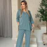 Komplet damski ze spodniami dla puszystych