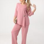 Komplet damski ze spodniami dla puszystych