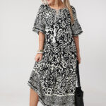 Boho sukienka letnia maxi plus size czarno-biała 44-50
