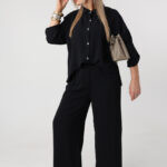 Elegancki komplet dwuczęściowy damski plus size czarny 44-54