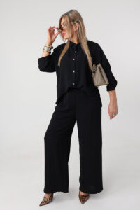 Elegancki komplet dwuczęściowy damski plus size czarny 44-54