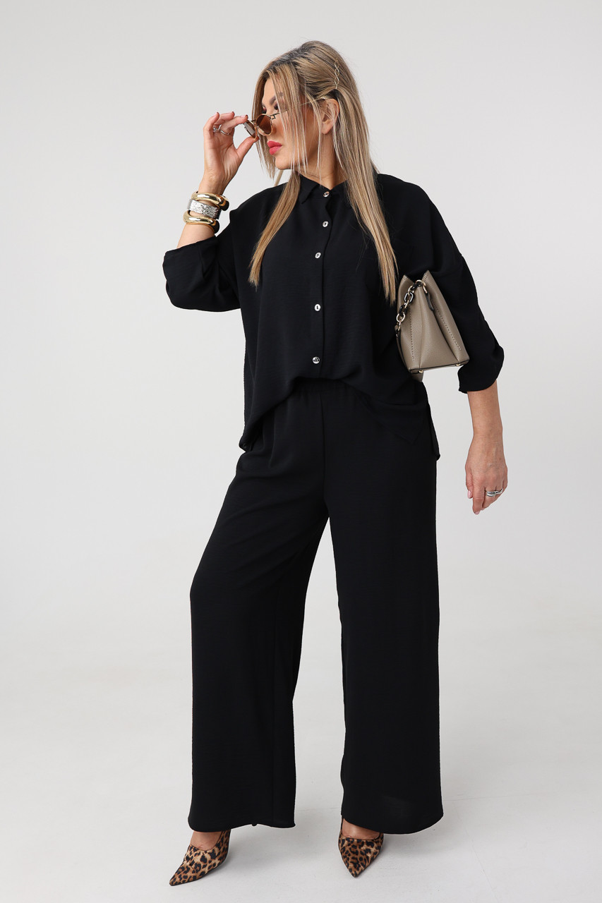 Elegancki komplet dwuczęściowy damski plus size czarny 44-54