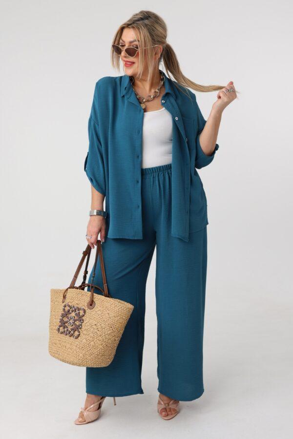 Elegancki komplet dwuczęściowy damski plus size morski 44-54