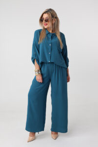 Elegancki komplet dwuczęściowy damski plus size morski 44-54