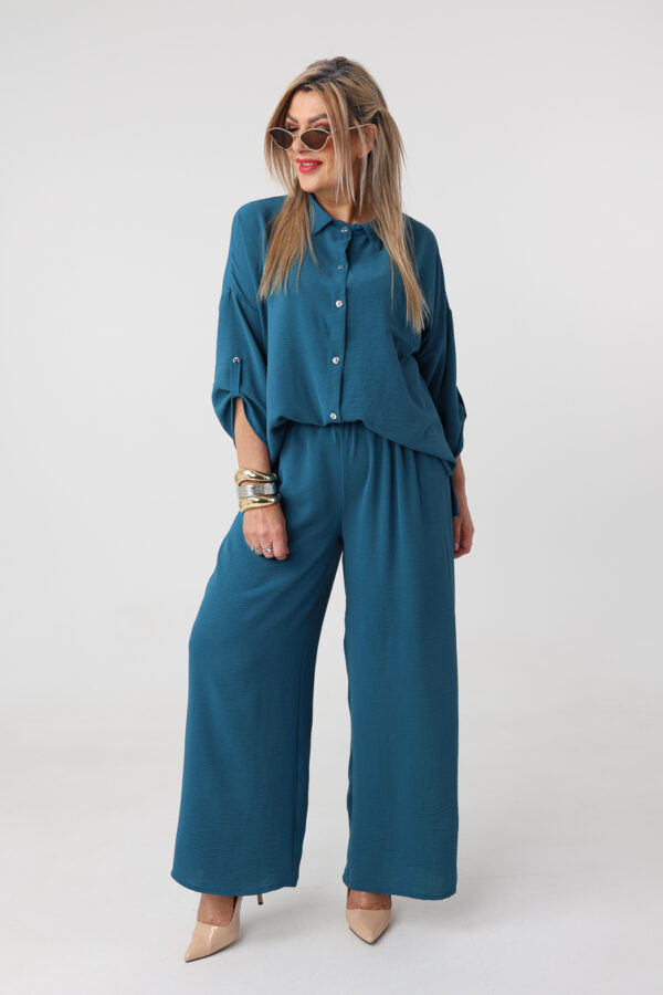 Elegancki komplet dwuczęściowy damski plus size morski 44-54