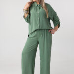 Elegancki komplet dwuczęściowy damski plus size zielony 44-54