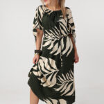 Letnia sukienka hiszpanka plus size maxi zielono-kremowa 42-52