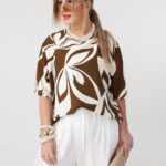 Bluzka dla puszystych luźny fason kwiaty