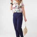 Bawełniane spodnie plus size na gumce granatowe 42-50