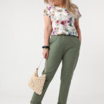 Bawełniane spodnie plus size na gumce zielone 42-50