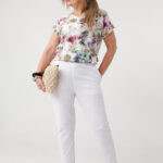 Bawełniane spodnie plus size na gumce białe 42-50