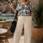 Spodnie materiałowe damskie plus size szerokie