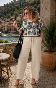 Spodnie materiałowe damskie plus size szerokie