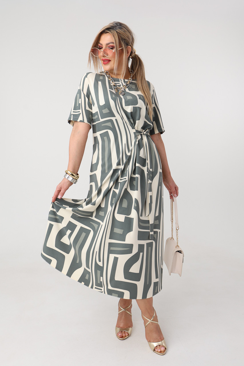 Zwiewna sukienka rozkloszowana PLUS SIZE zielona 44-52