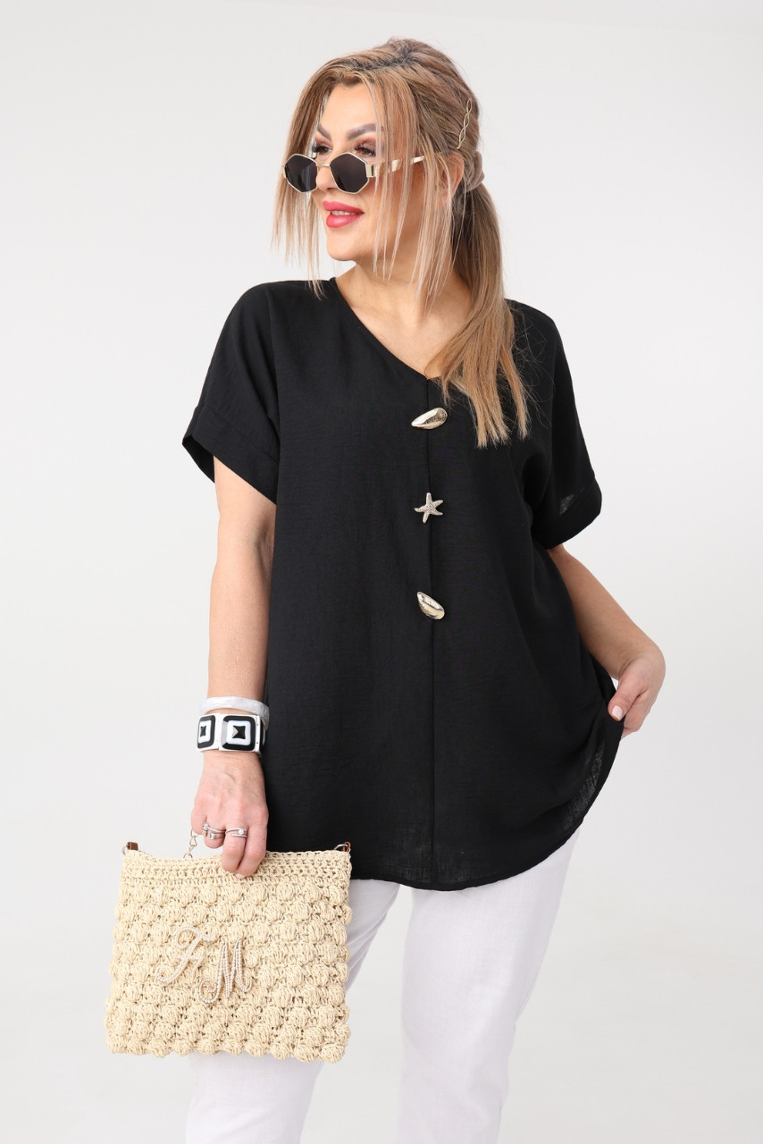 Bluzka dla puszystych wiskoza luźny krój