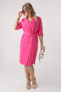 Elegancka sukienka marynarkowa plus size amarantowa 42-50