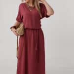 Elegancka sukienka maxi bordowa