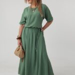Elegancka sukienka maxi khaki