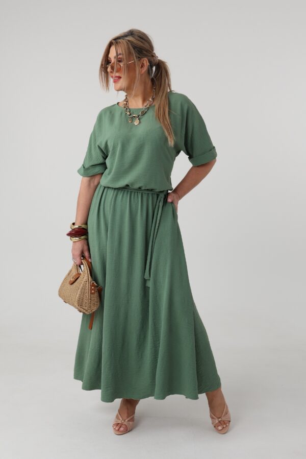 Elegancka sukienka maxi khaki