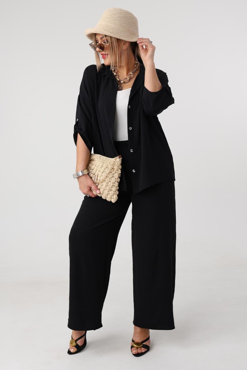 Elegancki komplet dwuczęściowy damski plus size czarny 44-54
