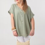 Bluzka dla puszystych wiskoza luźny krój