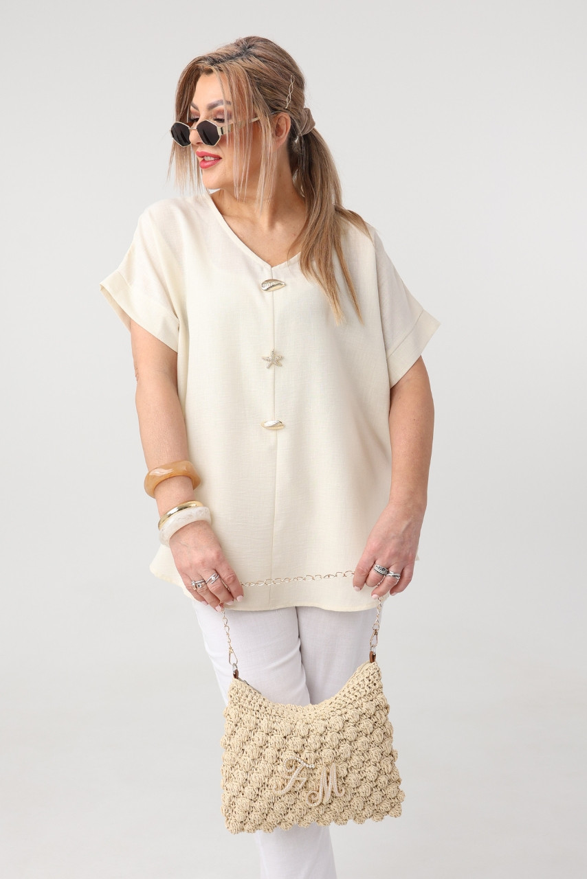 Bluzka dla puszystych wiskoza luźny krój