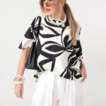 Bluzka dla puszystych luźny fason kwiaty